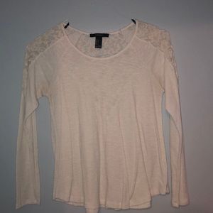 White long sleeve shirt with lace detailing